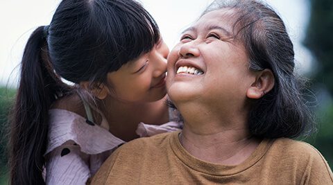 Happy Mom and Daughter